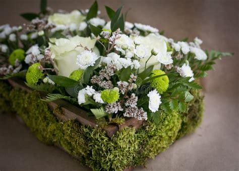 Flower Arrangement in a Box Stock Image - Image of erinium, attractiven ...