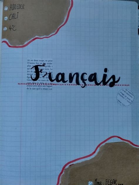 Id E Page De Garde Cahier Fran Ais Pages De Garde Cahiers Page De