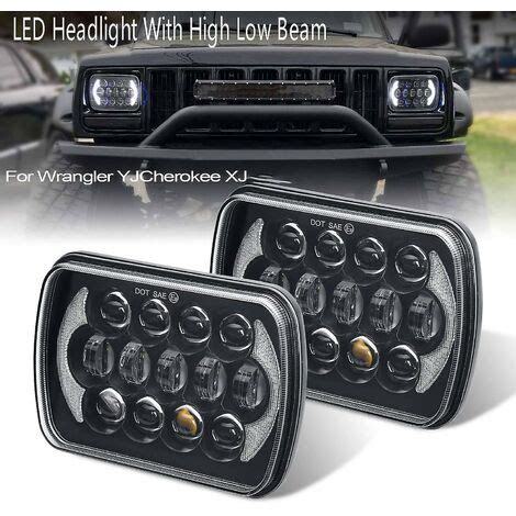 Paar Rechteckige Sealed Beam LED Scheinwerfer Mit Fern Und