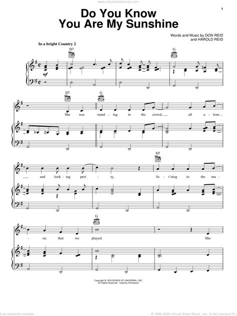 Pdf You Are My Sunshine Piano Sheet Music You Are The Sunshine Of My