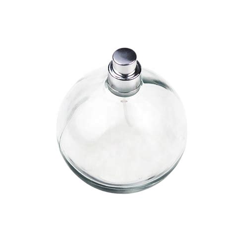 100ml Ball Round Shape Spherical Clear Glass Bottle Silver Black Cap