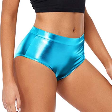 Byhong Womens Summer Shorts High Waisted Metallic Booty Shorts Rave Clubwear Hot Pants For