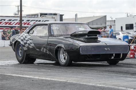 Vintage Camaro Drag Car On The Track Making A Burnout Editorial