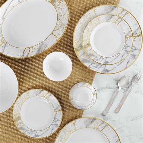 Carrara White Dinner Set of 29 Pieces - WallMantra