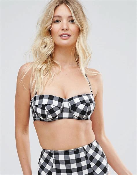 Asos Fuller Bust Mix And Match Long Line Cupped Bandeau Bikini Top