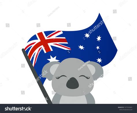 Cute Koala Holding Austraiian Flag Vector Stock Vector Royalty Free