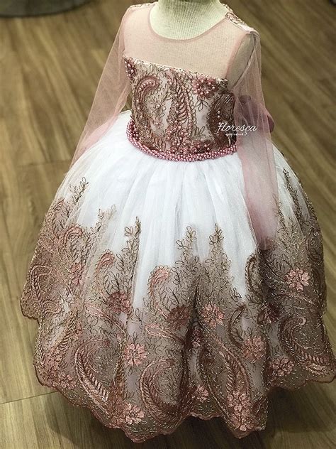 Vestido Infantil Daminha Paloma Rosé e Branco Floresça Ateliê