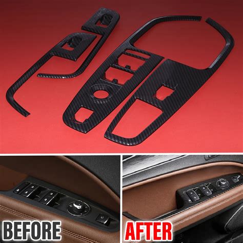 4pcs Car Window Lift Switch Panel Cover Trim Stickers Abs Carbon Fiber Styling Fit For Alfa