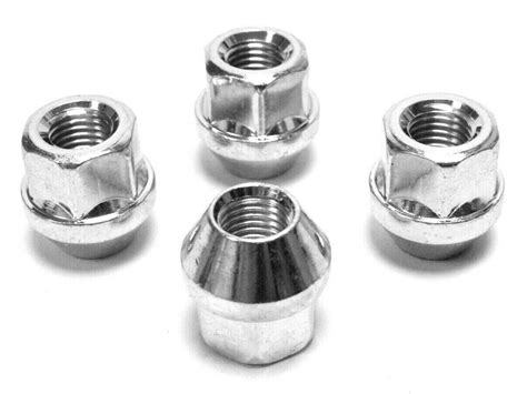 4x M12 X 1 5 19mm Hex Tapered Seat Open Alloy Wheel Nuts Silver