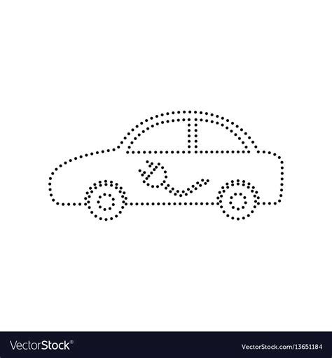 Electric Car Sign Black Dotted Icon Royalty Free Vector