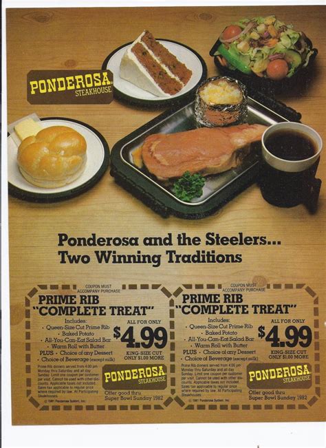 1981 Ponderosa Steakhouse Print Ad Vintage