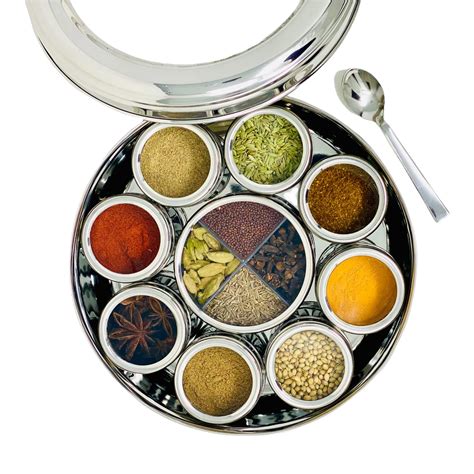 Spice Dabba Stainless Steel Indian Spice Box Steel Masala