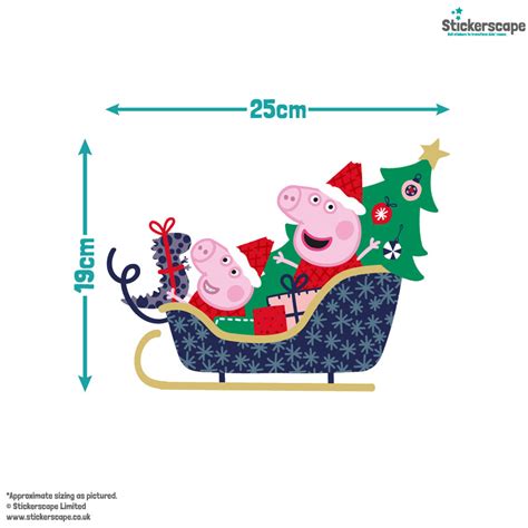 Peppa Christmas Sleigh Window Sticker | Stickerscape