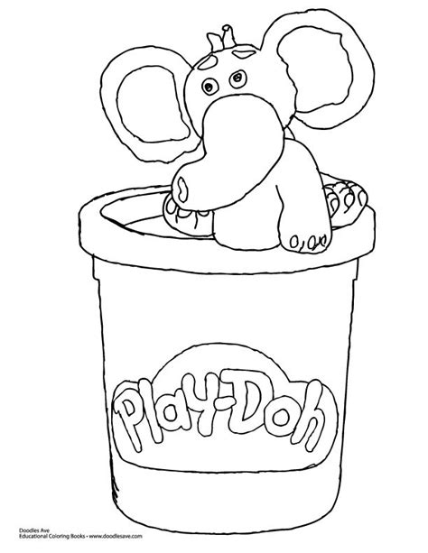 Happy Play Doh Day Coloring Sheet Elephant In Bucket