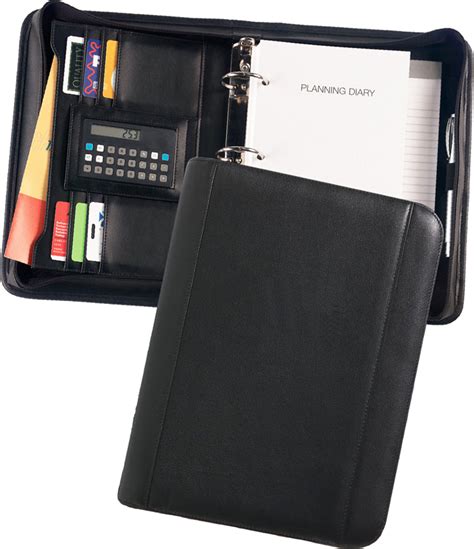 Black Leather Zippered Three Ring Organizer Planner