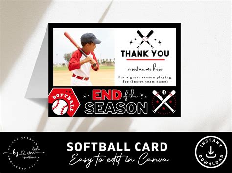 Softball Card Template Canva INSTANT DOWNLOAD Personalized - Etsy