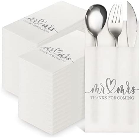 Amazon Crisky Wedding Napkins Mr Mrs Silver Cocktail Beverage