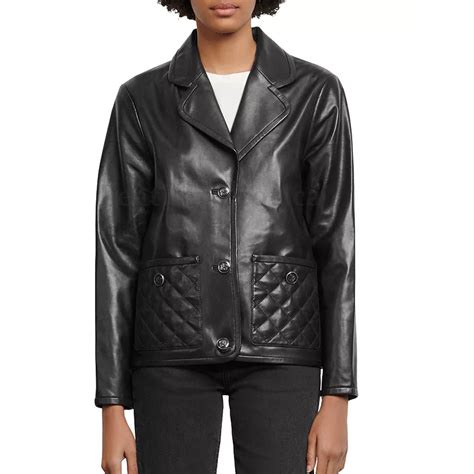 Quilted-Pocket Women Leather Jacket - Leatherexotica