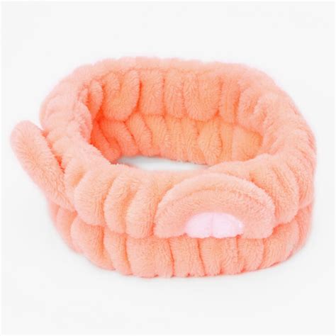 Bandeau De Maquillage Oreilles Dours Corail En Peluche Claires Fr