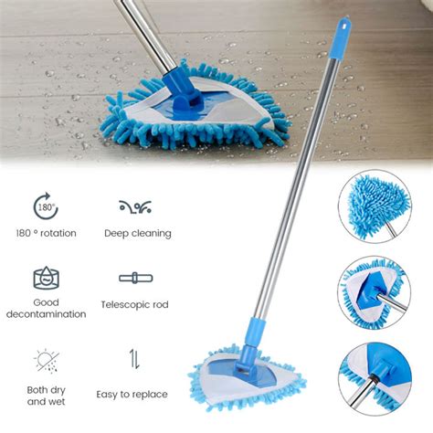 Retractable Cleaning Mop Degree Rotatable Adjustable Triangle