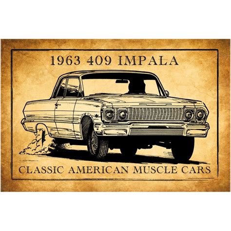 1963 409 Chevrolet Impala Canvas Poster Art Print 12x18 16x24