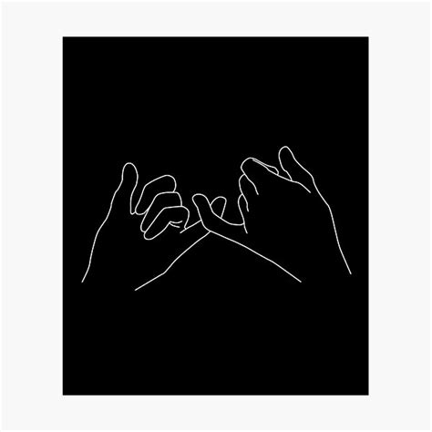 Couple Pinky Promise Line Art Illustration Black Photographic Print