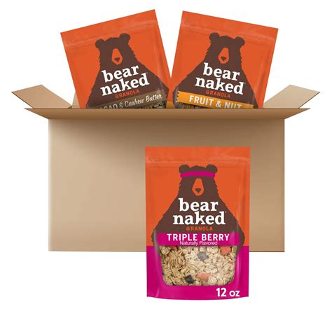 Deliciously Nutty Bear Naked Granola Cereal Variety Pack Perfect Breakfast Snacks 3 Bags