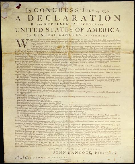 Dunlap Broadside Declaration Of Independence Library Of Congress