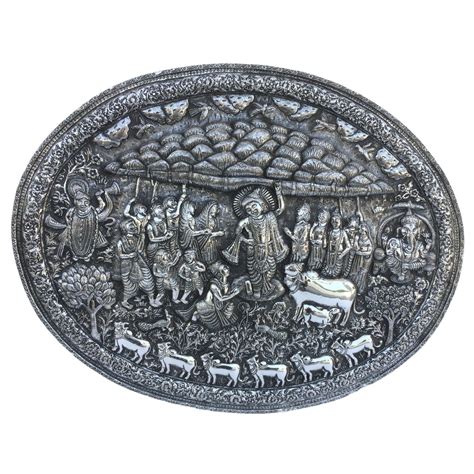 Silver Krishna Govardhan Parvat Wall Hanging – Maharani Rungtas