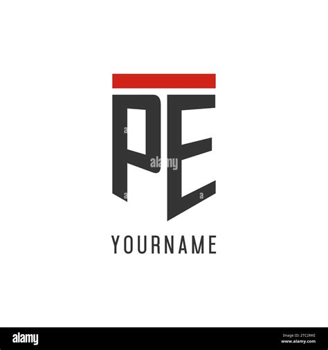 PE Initial Esport Logo With Simple Shield Design Style Vector Graphic