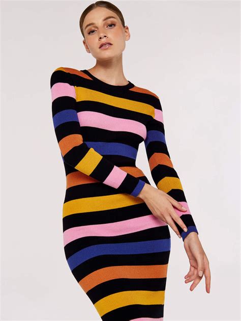 Striped Knitted Midi Dress