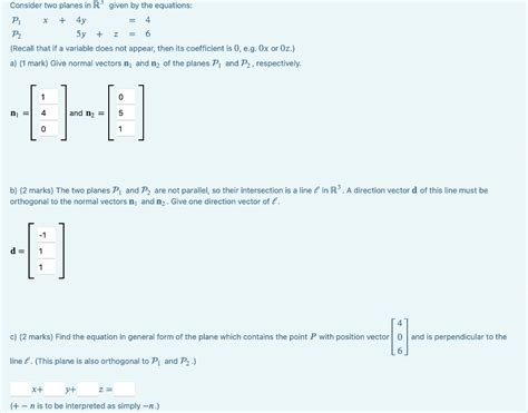 Solved Consider Two Planes In R Given By The Equations Chegg