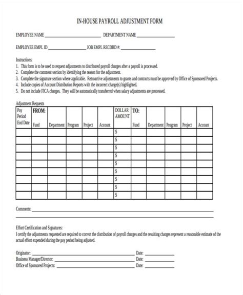 Free Sample Payroll Forms In Pdf Excel Ms Word