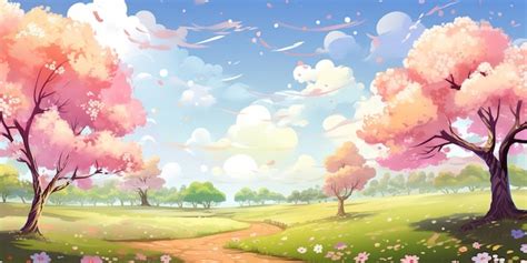 Premium AI Image | spring background anime style