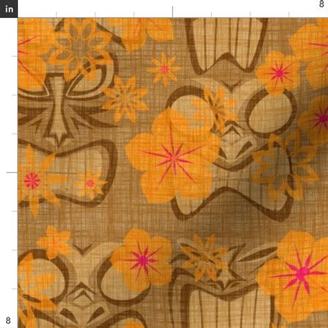 Orange Tiki Fabric Vintage Tiki Coconut By Thecalvarium Etsy