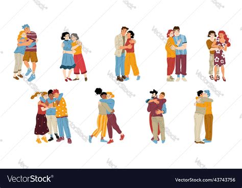 Happy people friends hug together Royalty Free Vector Image