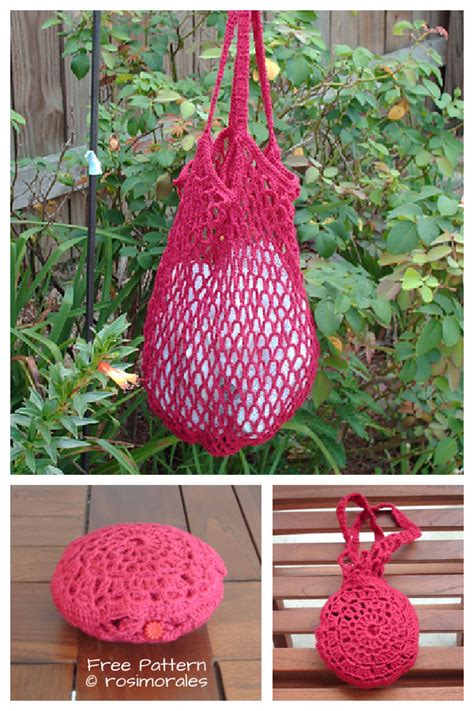 Foldable Pocket Shopping Bags Crochet Patterns Diy Magazine Off