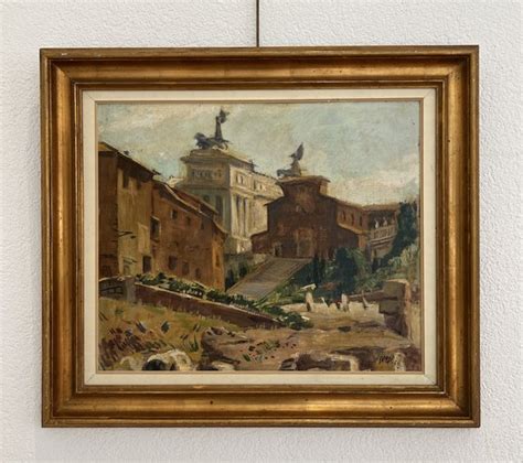 Luigi Surdi La Chiasa D Ell Ara Coeli Rome Oil On Cardboard