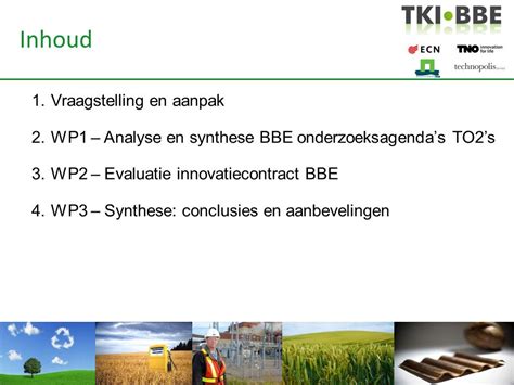 Ondersteuning Formulering Onderzoeksagenda TKI BBE ECN TNO Wageningen