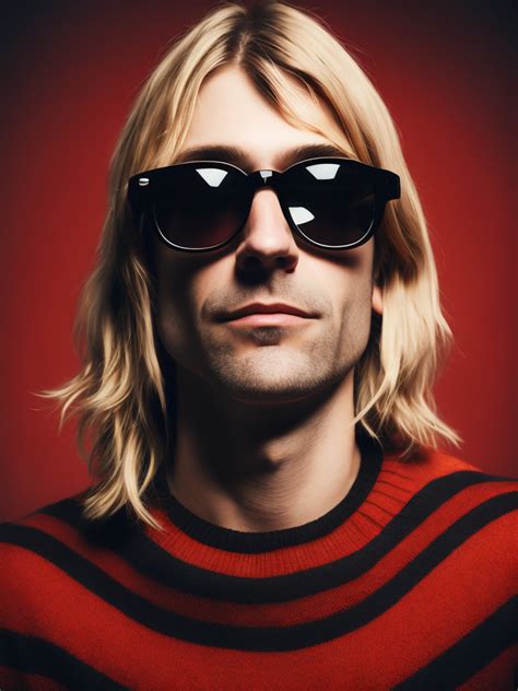 Premium Free ai Images | kurt cobain is wearing black and red striped ...