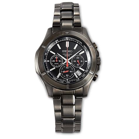 Seiko® Black Ion Chronograph Watch 425220 Watches At Sportsmans Guide