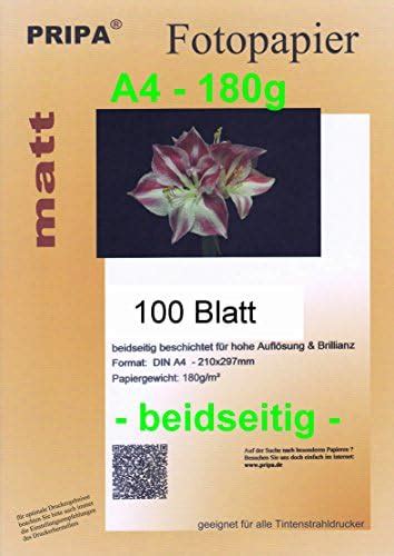 Pripa 100 Blatt InkJet Fotopapier Matt Beidseitig Beschichtet Ohne