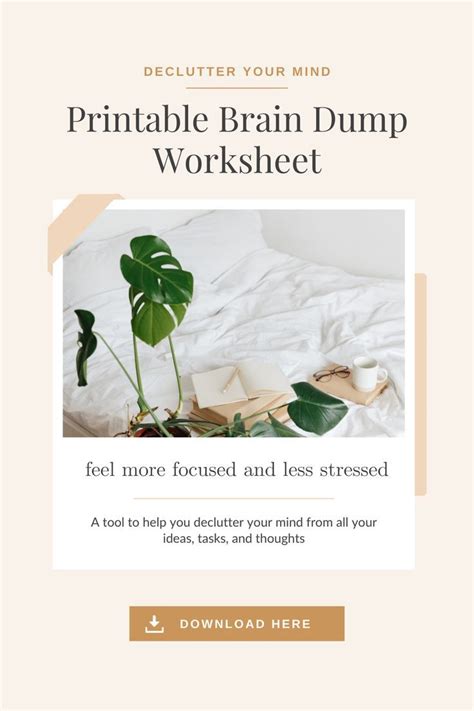 Brain Dump Worksheet Free Printable Brain Dump Declutter Your Mind