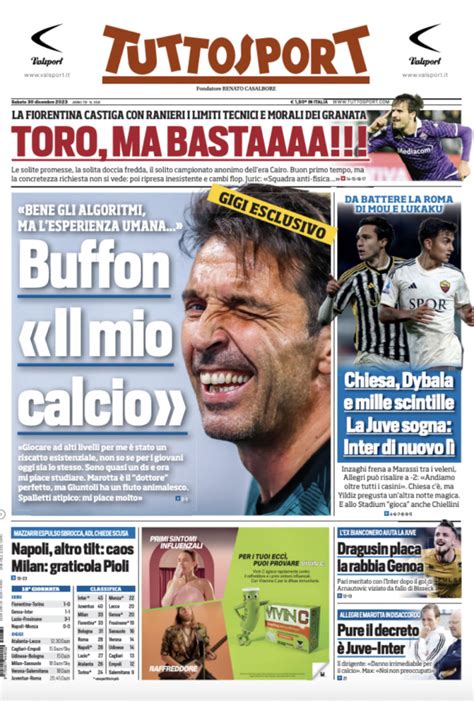 Revue de presse Italienne du 29 décembre 2023 TuttoSport Corriere