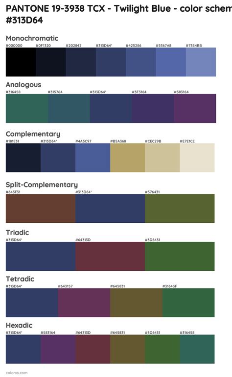 Pantone 19 3938 Tcx Twilight Blue Color Palettes