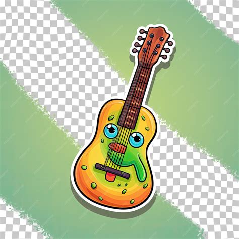 Premium PSD | Isolated black sticker featuring funny guitar cartoon ...