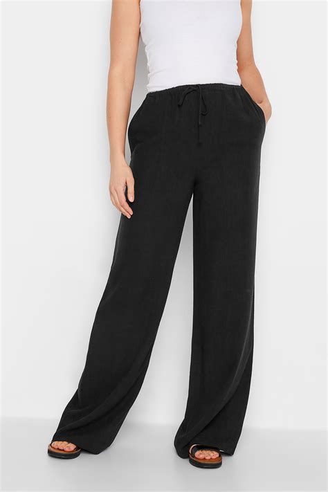 LTS Tall Women S Black Wide Leg Linen Look Trousers Long Tall Sally