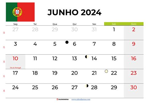 Calendário Junho 2024 Portugal