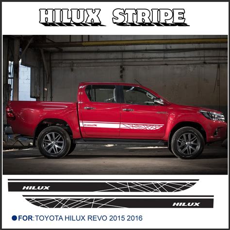 Free Shipping 2 PC Hilux Side Stripe Graphic Vinyl Sticker For Toyota