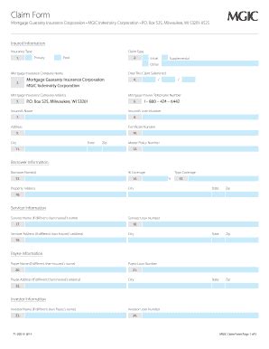 Fillable Online Mgic Claim Form Fax Email Print Pdffiller